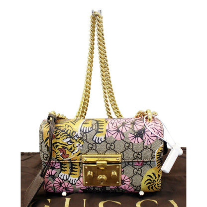 GUCCI Bengal Small Padlock GG Supreme Monogram Print Shoulder Bag