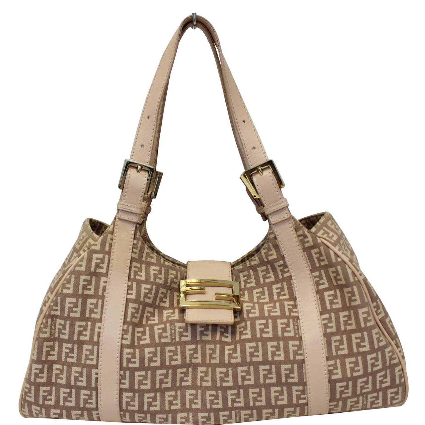 FENDI Zucchino Canvas Shoulder Bag Pink