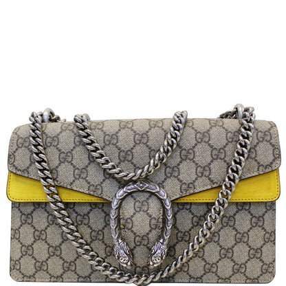 GUCCI Dionysus Small GG Supreme Canvas Shoulder Bag Beige 400249
