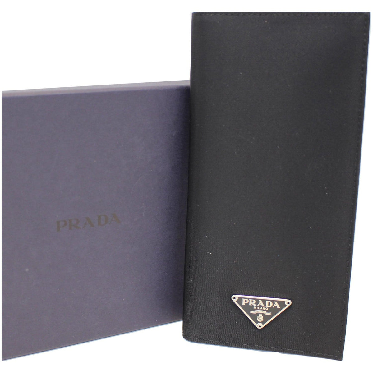 PRADA Nylon Checkbook Cover Wallet Black