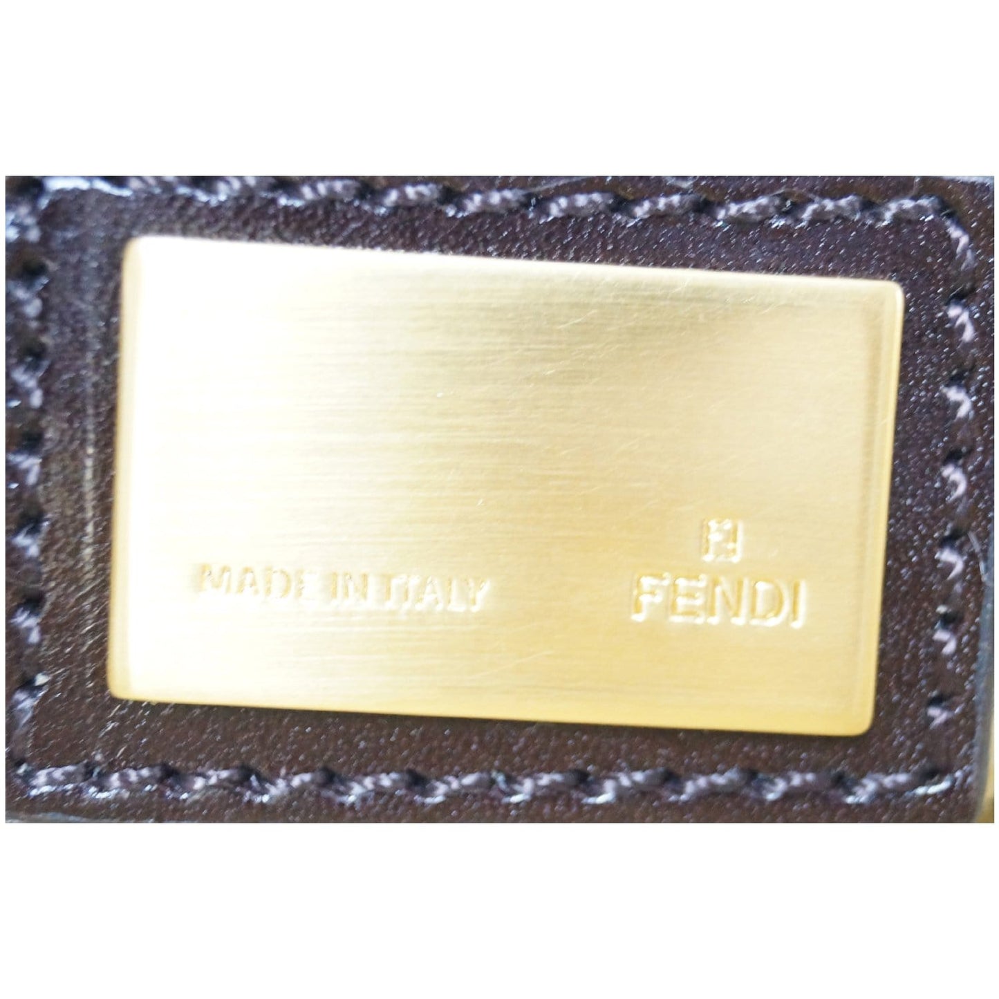 FENDI Peekaboo Striped Eel Skin Leather Shoulder Bag Brown