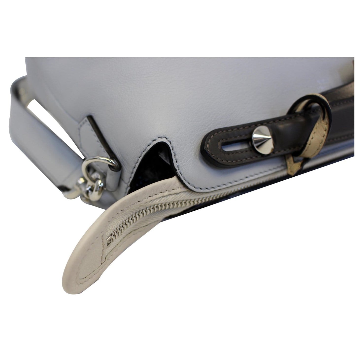 FENDI Small By The Way Leather Shoulder Bag Gray/Light Blue