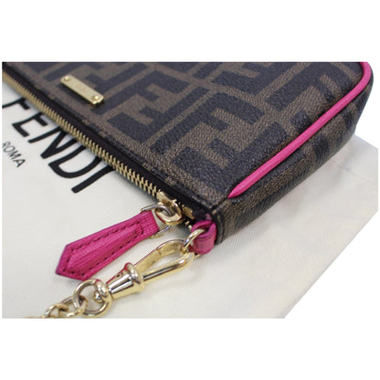 FENDI Spalmati Zucca Pochette Pouch Fuchsia