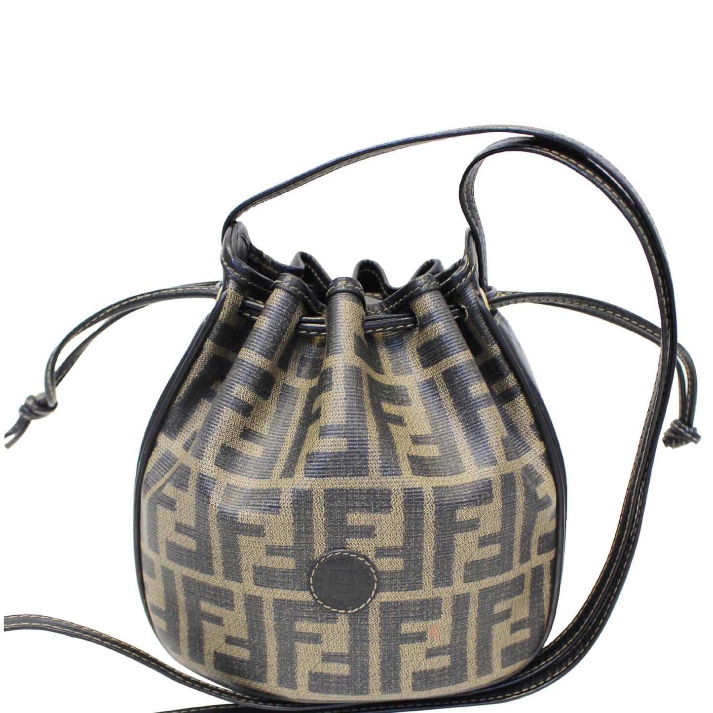 FENDI Drawstring Bucket Crossbody Bag Brown