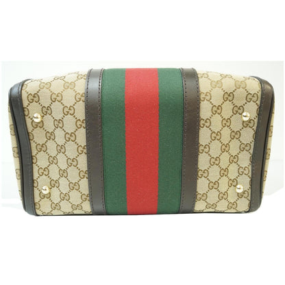 GUCCI Vintage Web Original GG Boston Bag Beige 247205