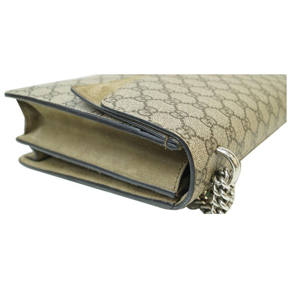 GUCCI Dionysus Medium GG Supreme Monogram Shoulder Bag Taupe