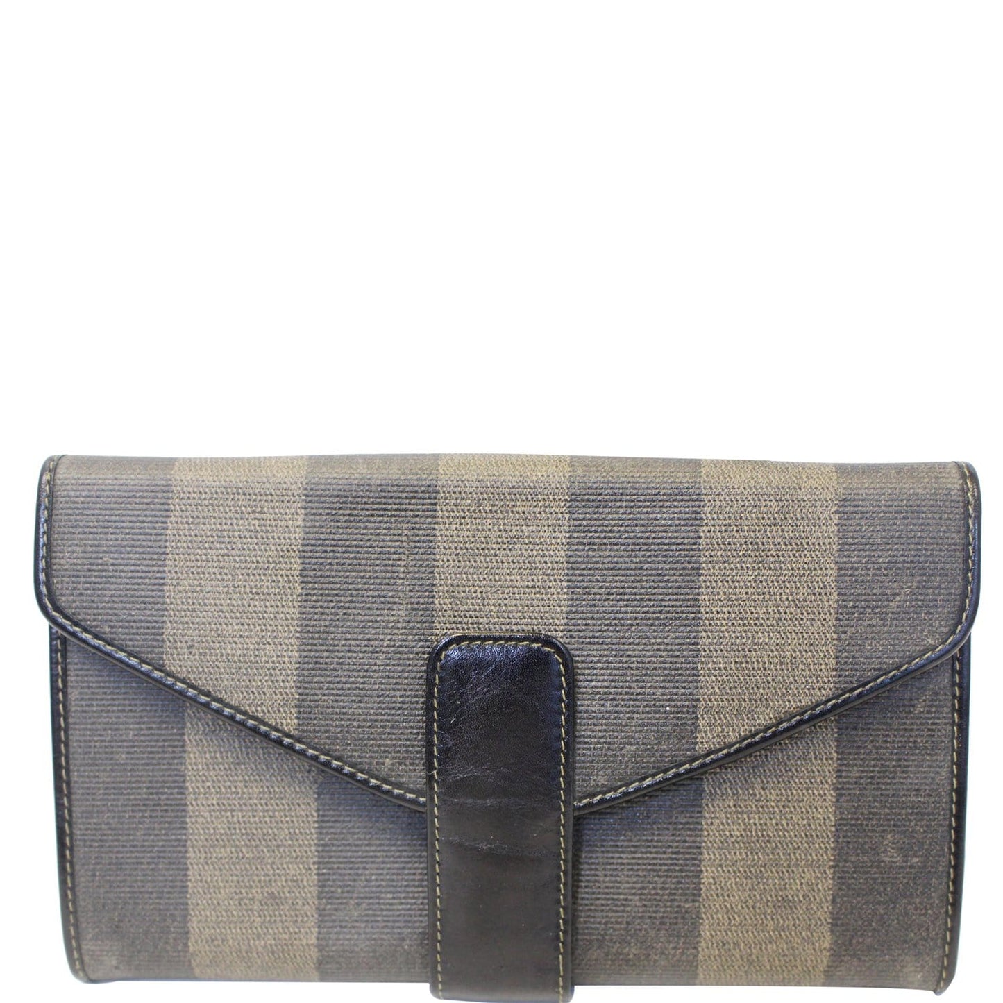 FENDI Vintage Pequin Stripe Wallet Brown