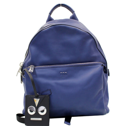 FENDI Are You Serious Backpack Bag with Face Charm Blue