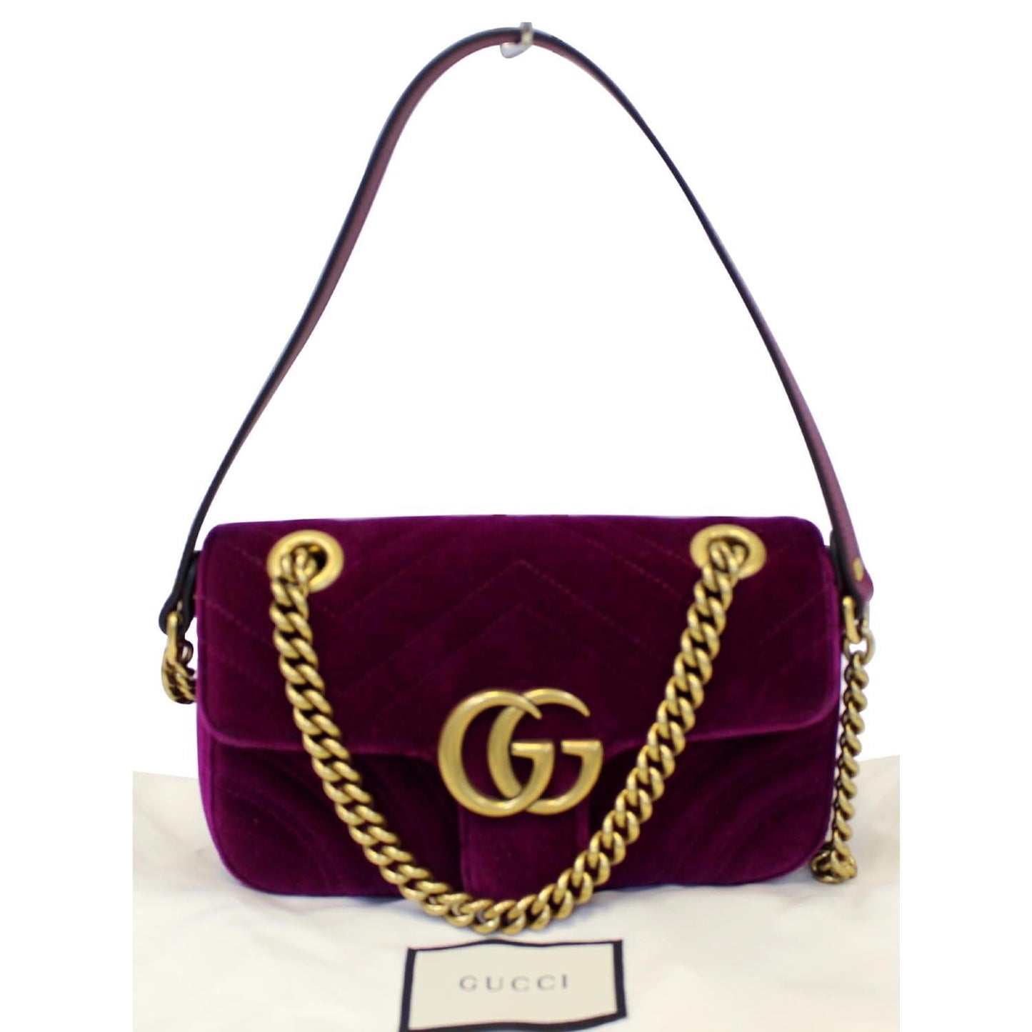 GUCCI GG Marmont Velvet Mini Shoulder Crossbody Bag Purple