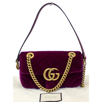 GUCCI GG Marmont Velvet Mini Shoulder Crossbody Bag Purple
