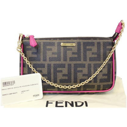 FENDI Spalmati Zucca Pochette Pouch Fuchsia