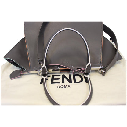 FENDI Petite 3Jours Calfskin Leather Tote Bag Dark Grey