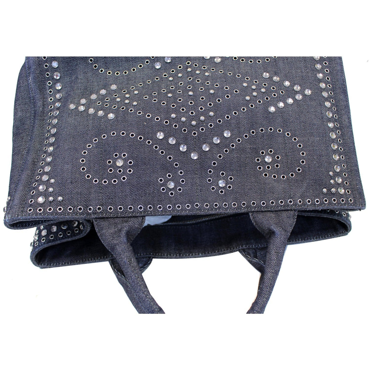 PRADA Canapa Jeweled 2way Tote Bag Denim - Last Call