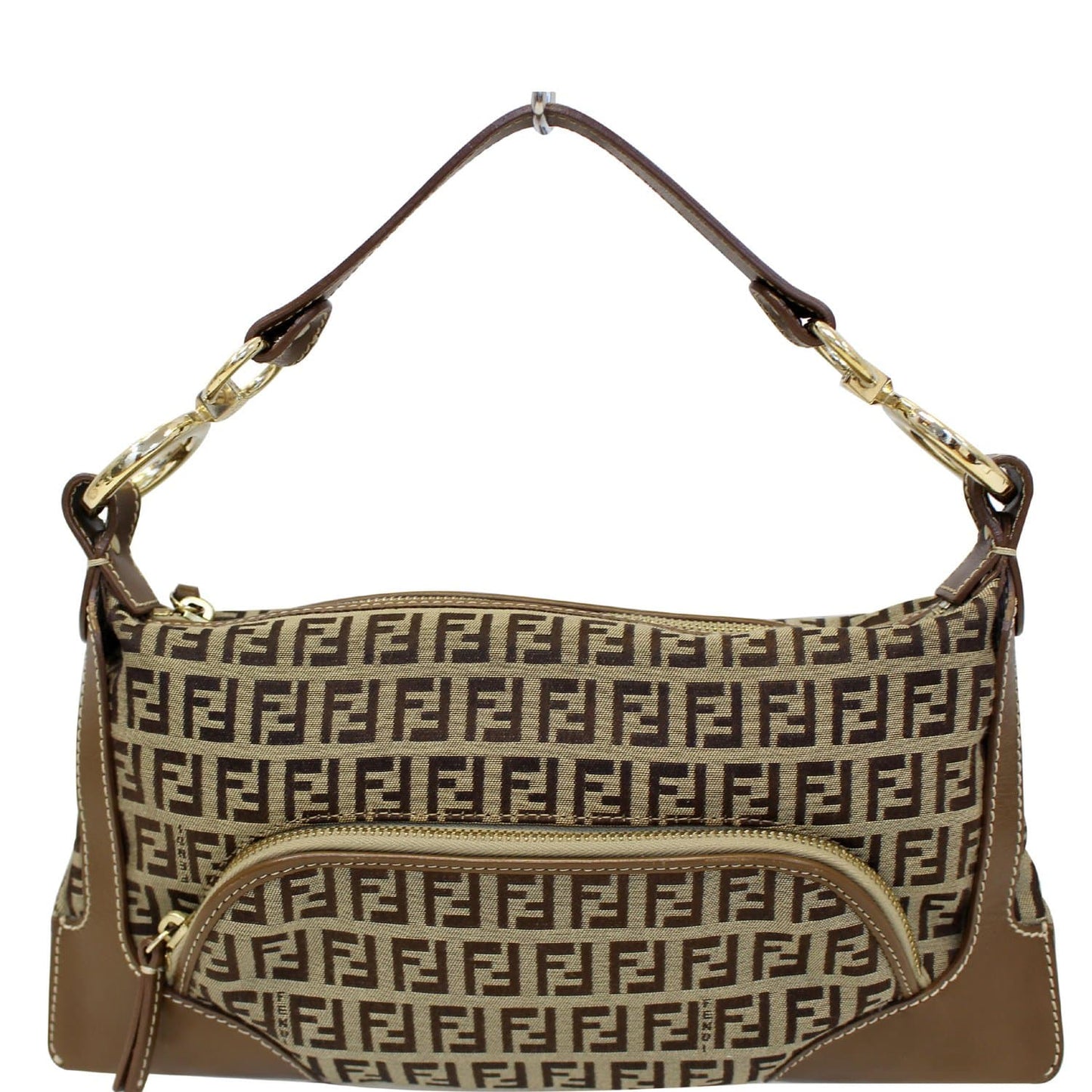 FENDI Zucca Small Canvas Shoulder Bag Beige