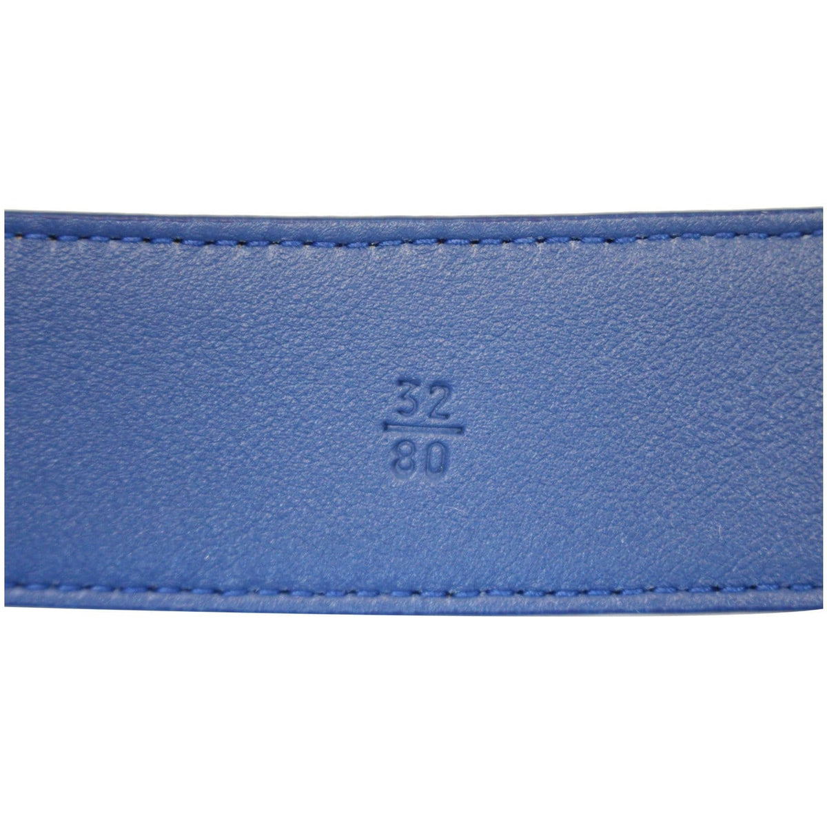 PRADA Round Logo Blue Saffiano Leather Belt Size 40