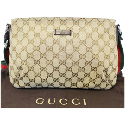 GUCCI GG Canvas Web Shoulder Crossbody Bag Beige 189749