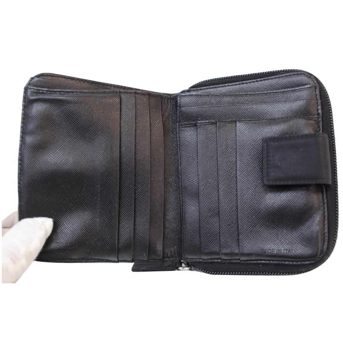 PRADA Nylon Zip Around Wallet Black