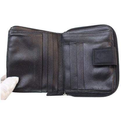 PRADA Nylon Zip Around Wallet Black