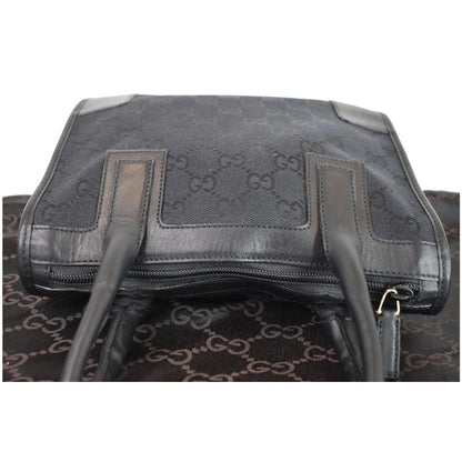 GUCCI Micro GG Top Handle Leather Tote Bag Black 000.0856