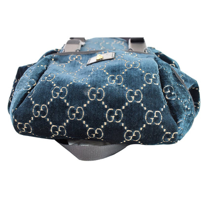 GUCCI Medium GG Monogram Velvet Classic Backpack Dark Blue 574923