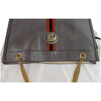 GUCCI Rajah Large Snakeskin Tote Shoulder Bag Dusty Grey 537219 - 25% OFF