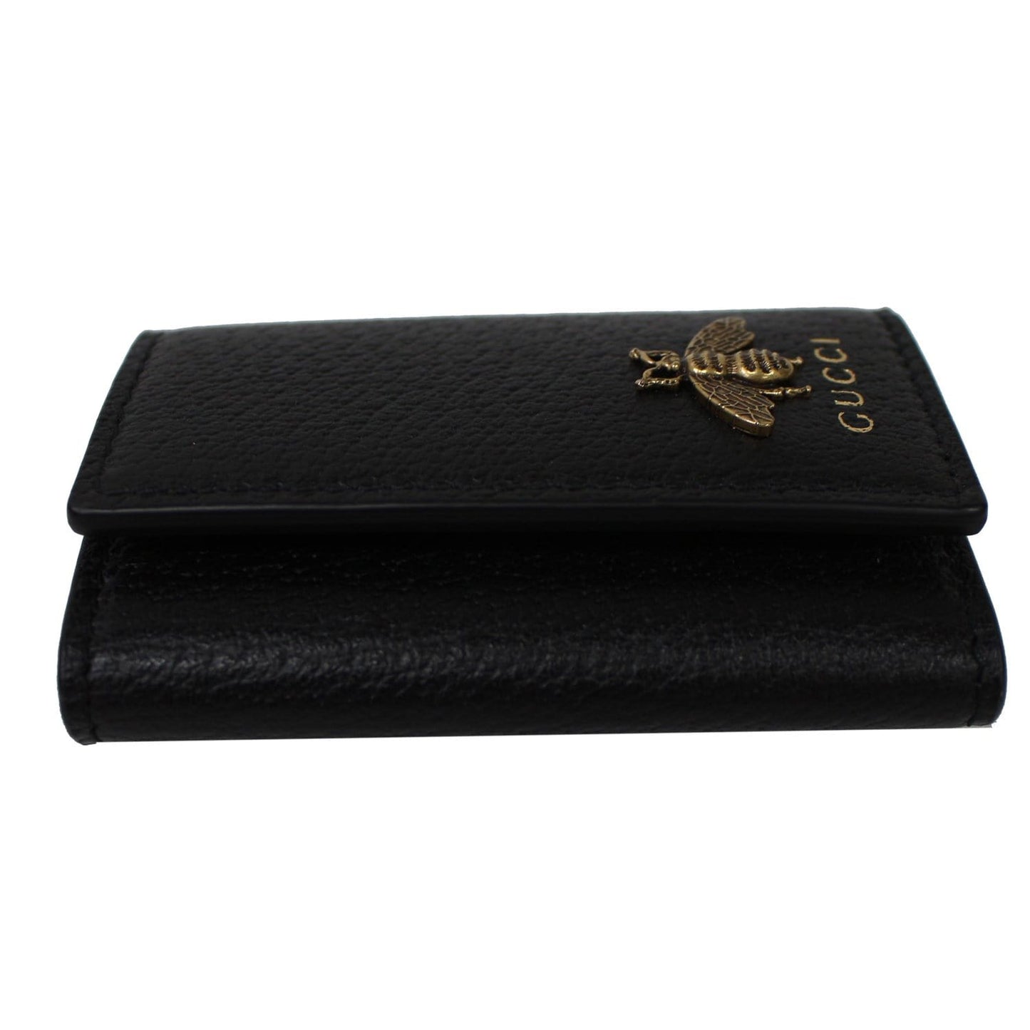 GUCCI Animalier Bee Leather Key Case Black 523683