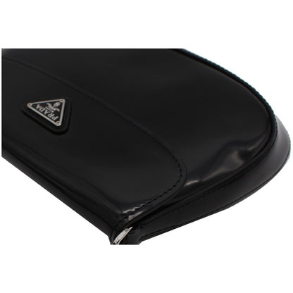 PRADA Cleo Brushed Leather Shoulder Bag Black