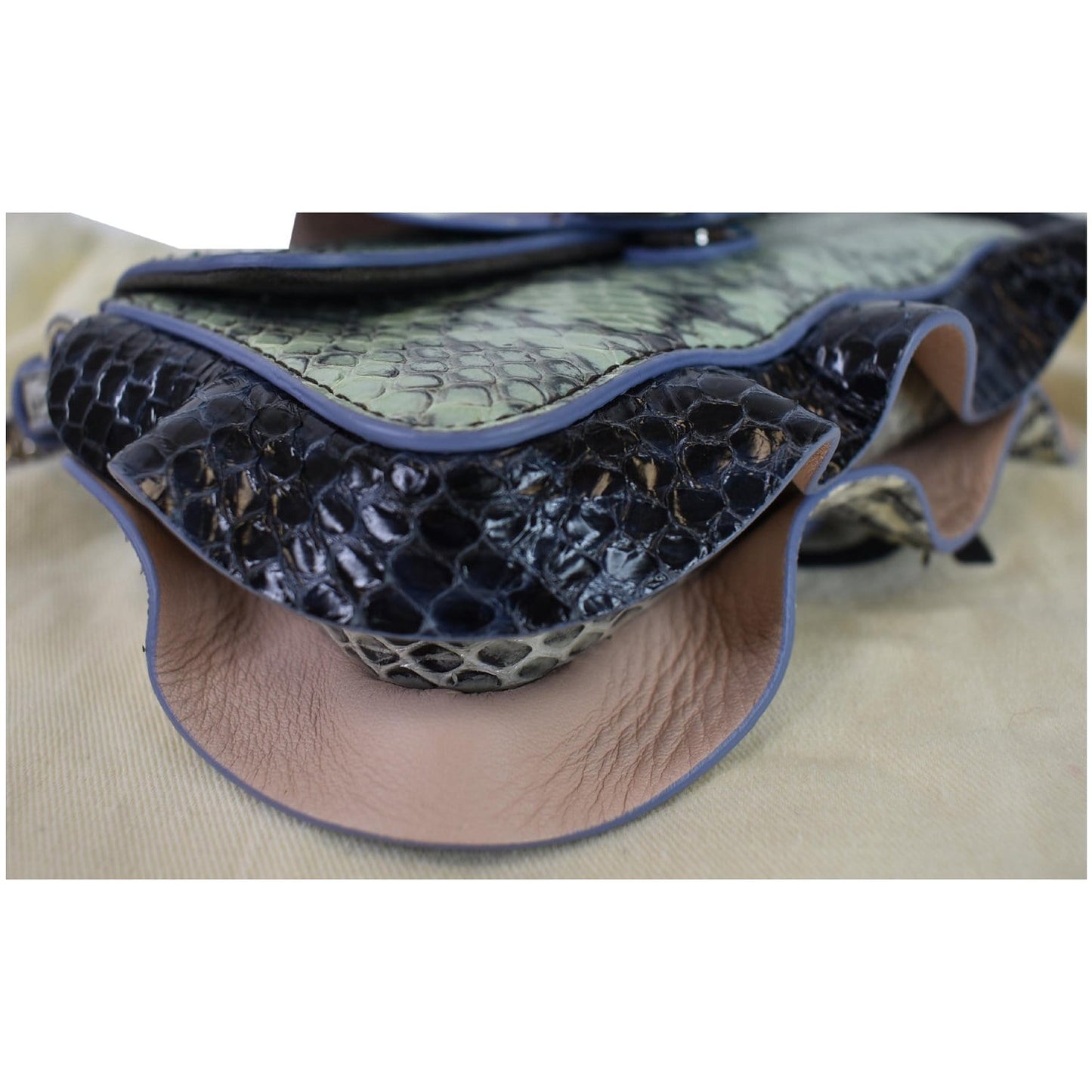 FENDI Baguette MicroWave Python Leather Chain Crossbody Bag Multi