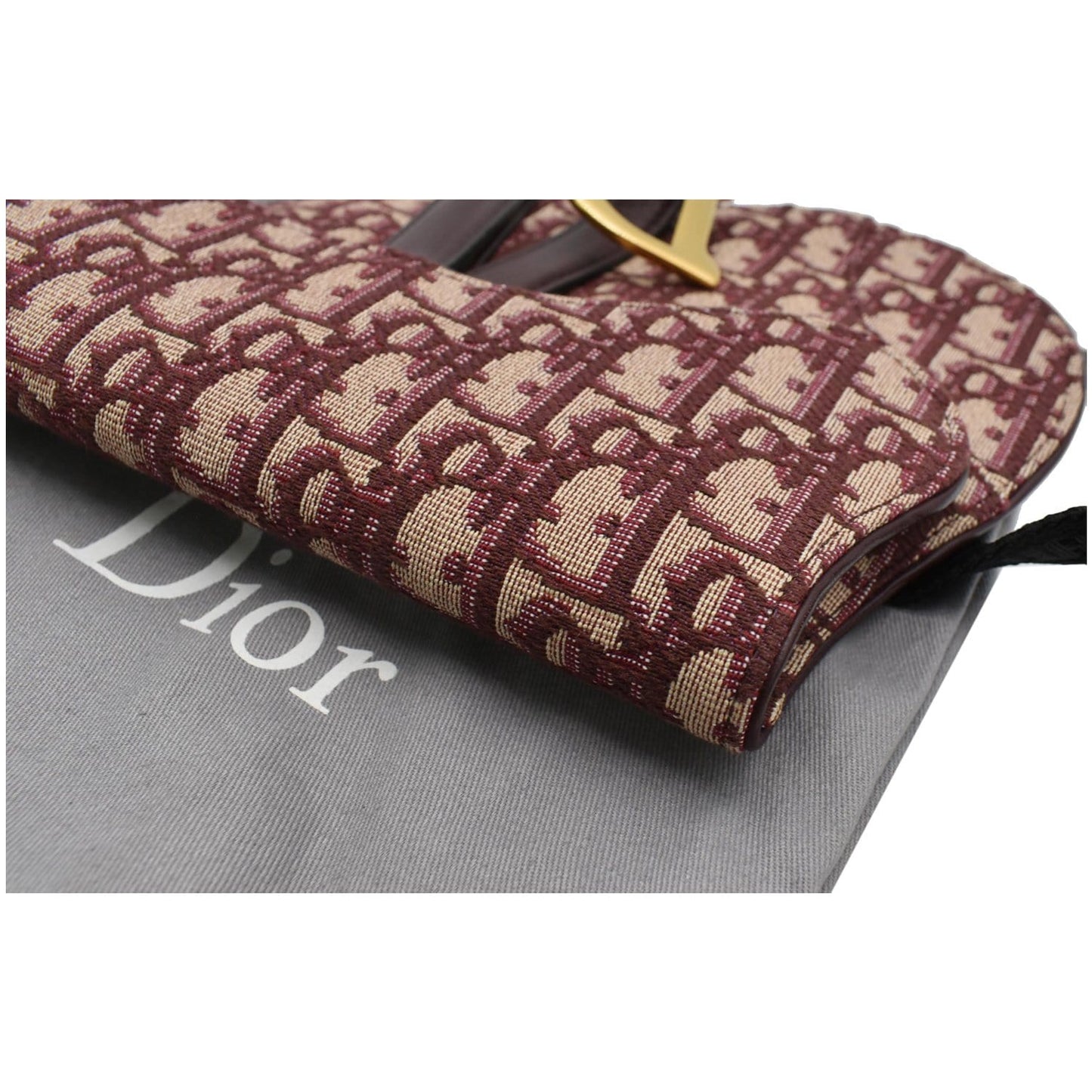 CHRISTIAN DIOR Saddle Oblique Jacquard Belt Bag Burgundy