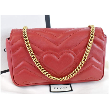 GUCCI GG Marmont Matelasse Leather Super Mini Crossbody Bag Red - 25% OFF