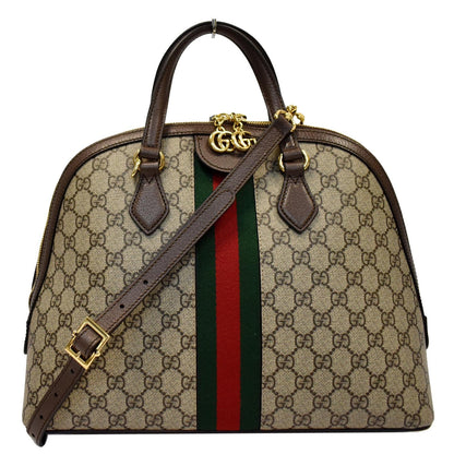 GUCCI Ophidia GG Canvas Medium Top Handle Shoulder Bag Beige 524533