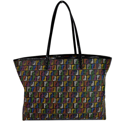 FENDI Zucca Print Roll Canvas Shoulder Tote Bag Multicolor