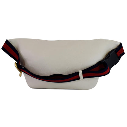GUCCI Print Leather Medium Belt Waist Bum Bag White 530412