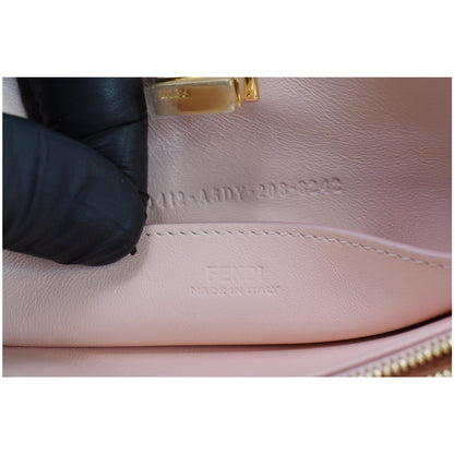 FENDI Peekaboo Iconic Twist Lock Leather Wallet Brown