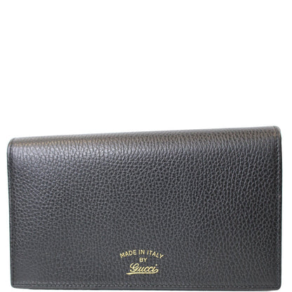 GUCCI Textured Leather Swing Crossbody Clutch Bag Black 368231