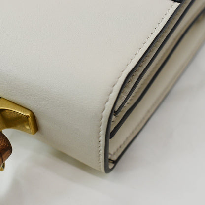 GUCCI Dionysus Bamboo Medium Leather Top Handle Shoulder Bag White - 10% Off