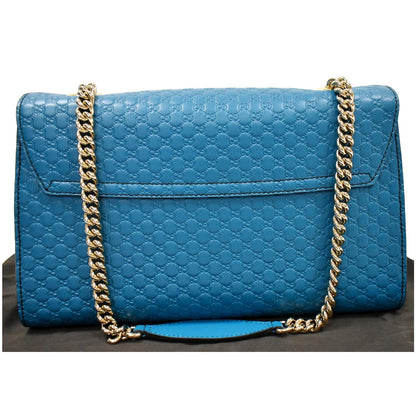 GUCCI Emily Medium GG Guccissima Leather Chain Shoulder Bag Teal