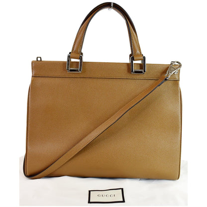 GUCCI Medium Zumi Grainy Leather Top Handle Bag Taupe 564714