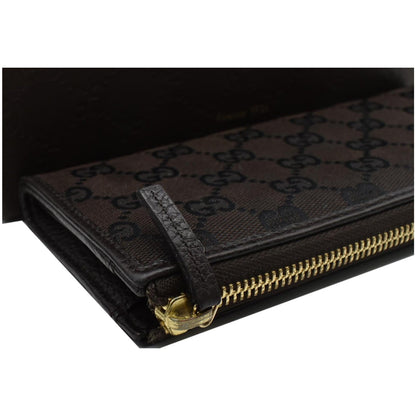 GUCCI GG Canvas Zip Around Wallet Brown 268917