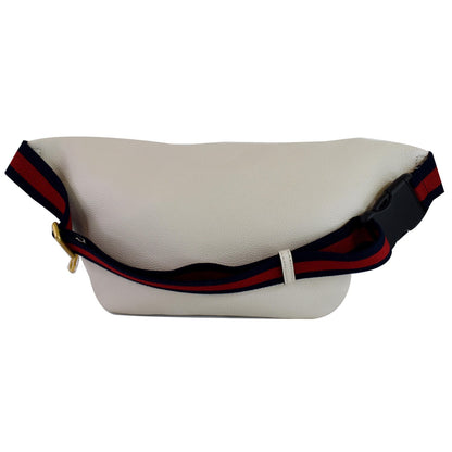 GUCCI Print Leather Medium Belt Waist Bum Bag White 530412