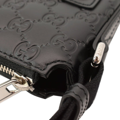 GUCCI GG Signature Leather Black Messenger Bag 406410