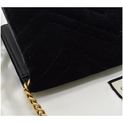 GUCCI GG Marmont Suede Leather Crossbody Bag Black 488426