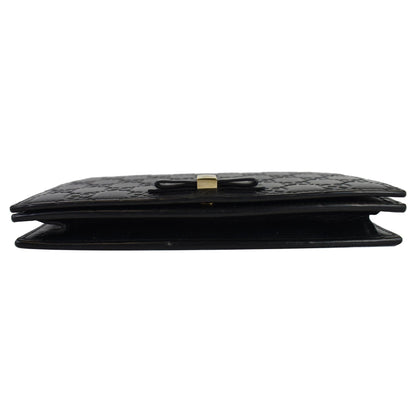 GUCCI Bow Guccissima Leather Chain Wallet Black 431408