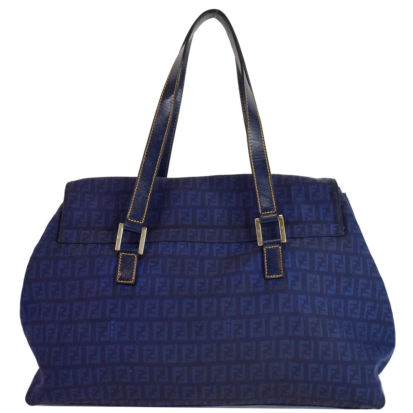 FENDI Zucchino Mamma Monogram Canvas Shoulder Bag Blue - Last Call