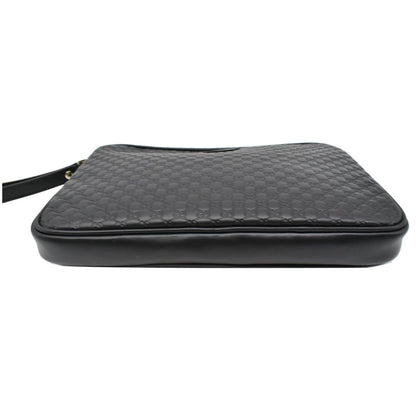 GUCCI Microguccissima Leather Clutch Bag Black 607726