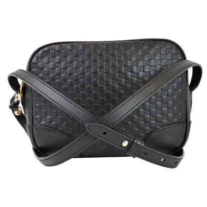 GUCCI Bree Micro GG Guccissima Leather Crossbody Bag Black 449413