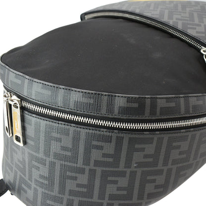 FENDI Diagonal Liberty Nylon Leather Backpack Black