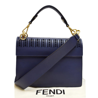 FENDI Small Kan I Perforated Leather Shoulder Bag Blue