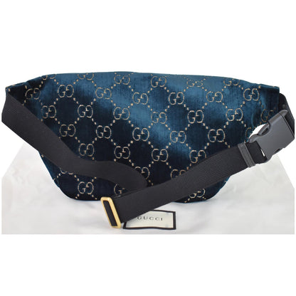 GUCCI GG Monogram Velvet Belt Bumbag Dark Blue 574968