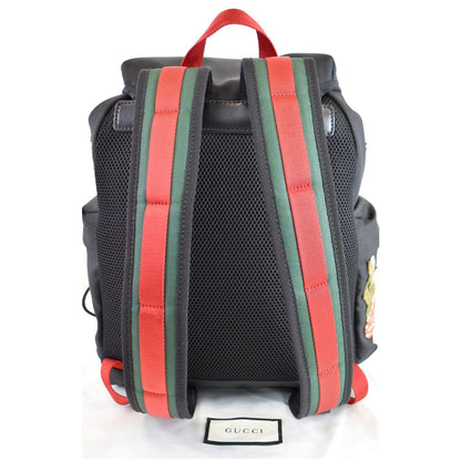 GUCCI Techno Embroidery Fabric Backpack Bag Black 478327